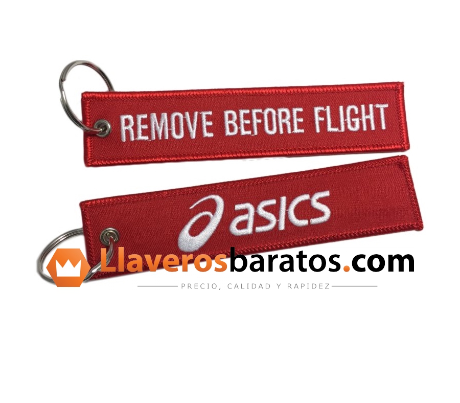 Llaveros de tela personalizados Remove Before Flight - Llaverosbaratos
